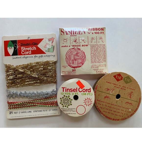 Christmas Ribbon Lot Doubl glo Tie Tie Tinsel Cord Made in USA Sasheen - Picture 7 of 7